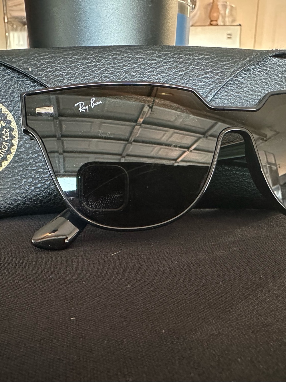 Ray-Ban Women's Black Shield Sunglasses with Dark Lenses